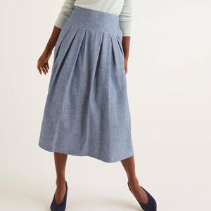 Boden Chambray Pleated Skirt